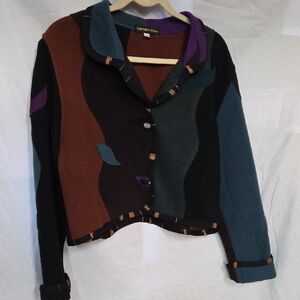 Wearable Art Women's Jacket 100% Wool By Katherine Tilton. Sz MED